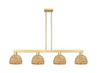 Arcadia Four Light Island Pendant in Satin Gold (405|716-4I-SG-RBD-8-NAT)