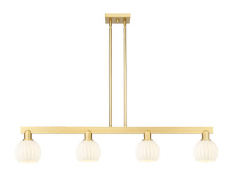 Arcadia Four Light Island Pendant in Satin Gold (405|716-4I-SG-G1217-6WV)
