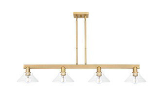 Arcadia Four Light Island Pendant in Brushed Brass (405|716-4I-BB-G132)