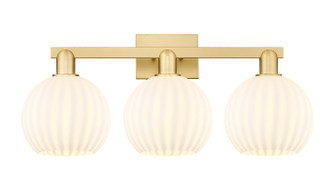 Arcadia Three Light Bath Vanity in Satin Gold (405|716-3W-SG-G1217-8WV)