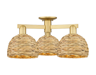Arcadia Three Light Semi-Flush Mount in Satin Gold (405|716-3F-SG-RBD-8-NAT)