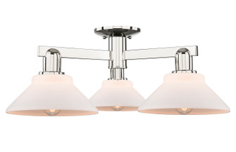 Arcadia Three Light Semi-Flush Mount in Polished Nickel (405|716-3F-PN-G131)