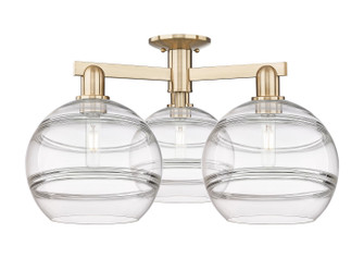 Arcadia Three Light Semi-Flush Mount in Champagne Bronze (405|716-3F-CB-G556-10CL)