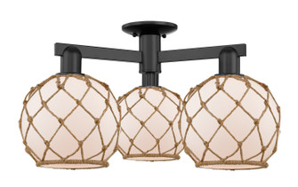 Arcadia Three Light Semi-Flush Mount in Matte Black (405|716-3F-BK-G121-8RB)