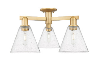 Arcadia Three Light Semi-Flush Mount in Brushed Brass (405|716-3F-BB-GBC-84)