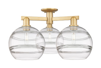 Arcadia Three Light Semi-Flush Mount in Brushed Brass (405|716-3F-BB-G556-10CL)