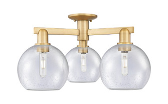 Arcadia Three Light Semi-Flush Mount in Brushed Brass (405|716-3F-BB-G124-8)