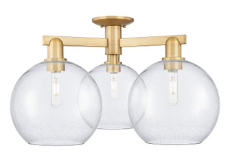 Arcadia Three Light Semi-Flush Mount in Brushed Brass (405|716-3F-BB-G124-10)