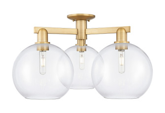 Arcadia Three Light Semi-Flush Mount in Brushed Brass (405|716-3F-BB-G122-10)