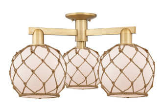 Arcadia Three Light Semi-Flush Mount in Brushed Brass (405|716-3F-BB-G121-8RB)