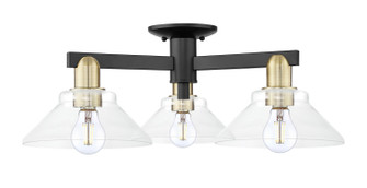 Arcadia Three Light Semi-Flush Mount in Black Antique Brass (405|716-3F-BAB-G132)