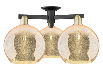 Arcadia Three Light Semi-Flush Mount in Black Antique Brass (405|716-3F-BAB-G128-10)