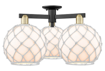Arcadia Three Light Semi-Flush Mount in Black Antique Brass (405|716-3F-BAB-G121-10RW)