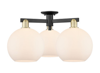 Arcadia Three Light Semi-Flush Mount in Black Antique Brass (405|716-3F-BAB-G121-10)