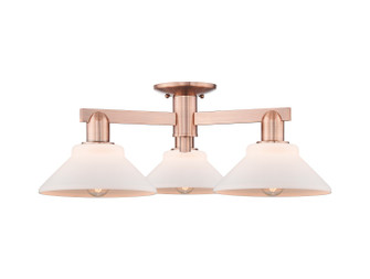 Arcadia Three Light Semi-Flush Mount in Antique Copper (405|716-3F-AC-G131)