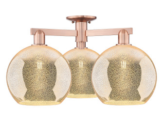 Arcadia Three Light Semi-Flush Mount in Antique Copper (405|716-3F-AC-G128-10)