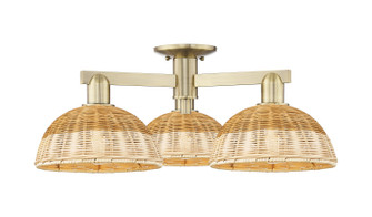 Arcadia Three Light Semi-Flush Mount in Antique Brass (405|716-3F-AB-NBD2-9-NAT)