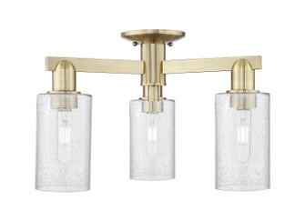 Arcadia Three Light Semi-Flush Mount in Antique Brass (405|716-3F-AB-G804)