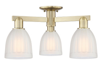 Arcadia Three Light Semi-Flush Mount in Antique Brass (405|716-3F-AB-G441)