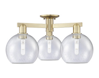 Arcadia Three Light Semi-Flush Mount in Antique Brass (405|716-3F-AB-G124-8)