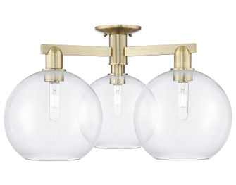 Arcadia Three Light Semi-Flush Mount in Antique Brass (405|716-3F-AB-G122-10)