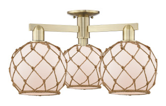 Arcadia Three Light Semi-Flush Mount in Antique Brass (405|716-3F-AB-G121-8RB)