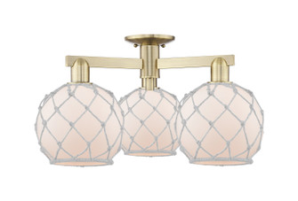 Arcadia Three Light Semi-Flush Mount in Antique Brass (405|716-3F-AB-G121-8RW)