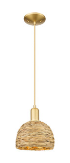 Arcadia One Light Mini Pendant in Satin Gold (405|716-1P-SG-RBD-8-NAT)