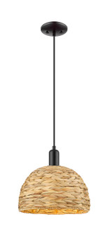 Arcadia One Light Mini Pendant in Matte Black (405|716-1P-BK-RBD-12-NAT)