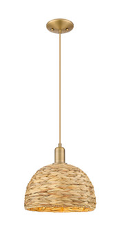 Arcadia One Light Mini Pendant in Brushed Brass (405|716-1P-BB-RBD-12-NAT)