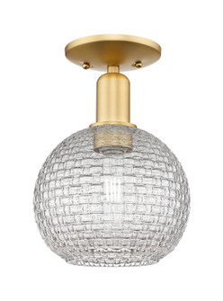 Arcadia One Light Semi-Flush Mount in Satin Gold (405|716-1C-SG-G122C-8CL)