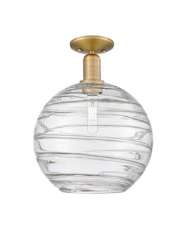 Arcadia One Light Semi-Flush Mount in Brushed Brass (405|716-1C-BB-G1213-12CL)