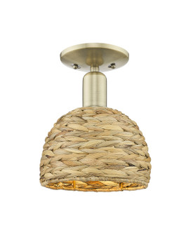 Arcadia One Light Semi-Flush Mount in Antique Brass (405|716-1C-AB-RBD-8-NAT)