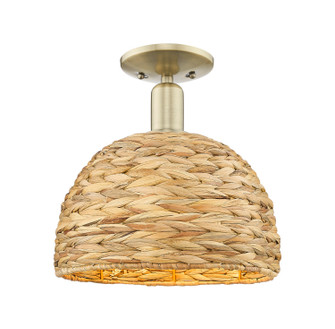 Arcadia One Light Semi-Flush Mount in Antique Brass (405|716-1C-AB-RBD-12-NAT)