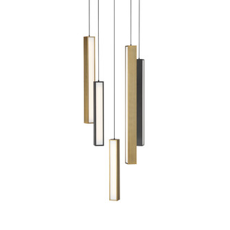 Chaos LED Pendant in Black/Aged Brass & Black (281|PD-64805R-BK/AB-BK)