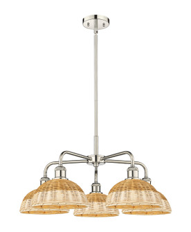 Ballston Five Light Chandelier in Polished Nickel (405|516-5CR-PN-NBD2-9-NAT)