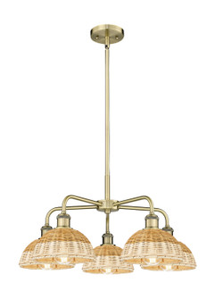 Ballston Five Light Chandelier in Antique Brass (405|516-5CR-AB-NBD2-75-NAT)
