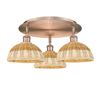 Ballston Three Light Semi-Flush Mount in Antique Copper (405|516-3C-AC-NBD2-9-NAT)