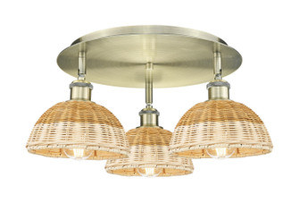 Ballston Three Light Semi-Flush Mount in Antique Brass (405|516-3C-AB-NBD2-75-NAT)