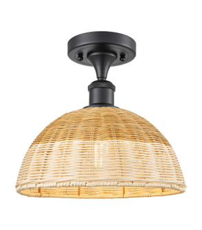 Ballston One Light Semi-Flush Mount in Matte Black (405|516-1C-BK-NBD2-12-NAT)