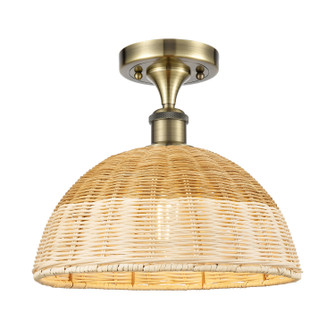 Ballston One Light Semi-Flush Mount in Antique Brass (405|516-1C-AB-NBD2-12-NAT)