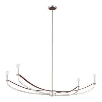Sussex Four Light Linear Chandelier in Polished Nickel, Dark Brown (577|207376A)