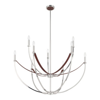 Sussex Nine Light Chandelier in Polished Nickel, Dark Brown (577|207375A)