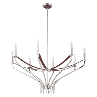 Sussex Eight Light Chandelier in Polished Nickel, Dark Brown (577|207374A)