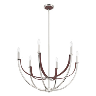 Sussex Six Light Chandelier in Polished Nickel, Dark Brown (577|207373A)