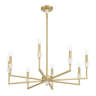 Montclair Eight Light Chandelier in Brushed Gold, White (577|207358A)