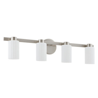 Bedminster Four Light Vanity in Brushed Nickel, Opal Ribbed (577|207048A)