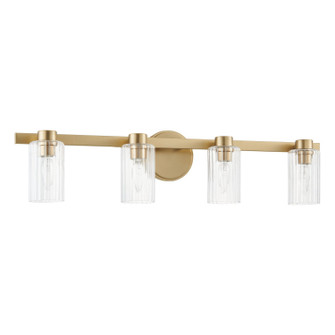 Bedminster Four Light Vanity in Champagne Gold, Clear Ribbed (577|207045A)