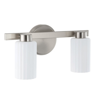 Bedminster Two Light Vanity in Brushed Nickel, Opal Ribbed (577|207035A)