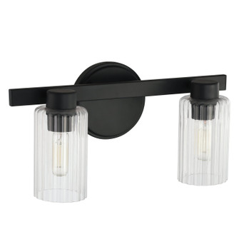 Bedminster Two Light Vanity in Matte Black, Clear Ribbed (577|207029A)